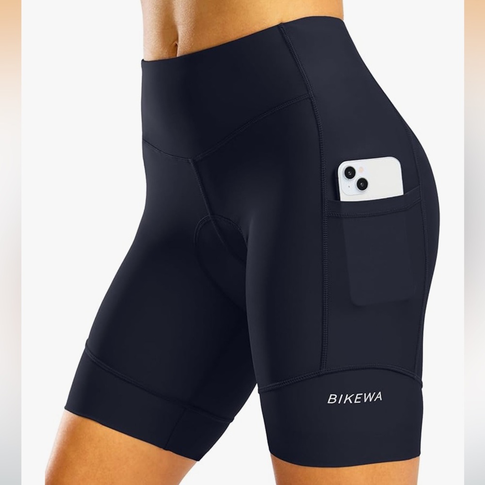 Bike Shorts for Women High Waisted 4D Padding Biking Shorts with Pockets Size XS